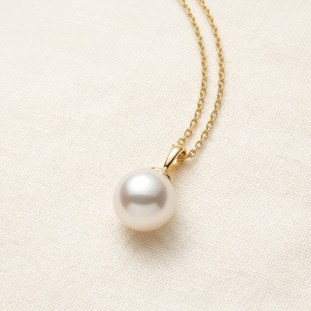 Mar pendant: a single white Akoya pearl on a fine yellow gold chain